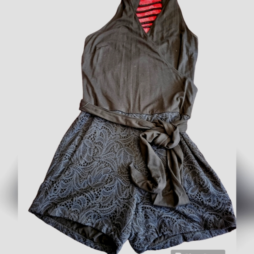 Cache Black Romper With Front Wrap Around Bow - image 2